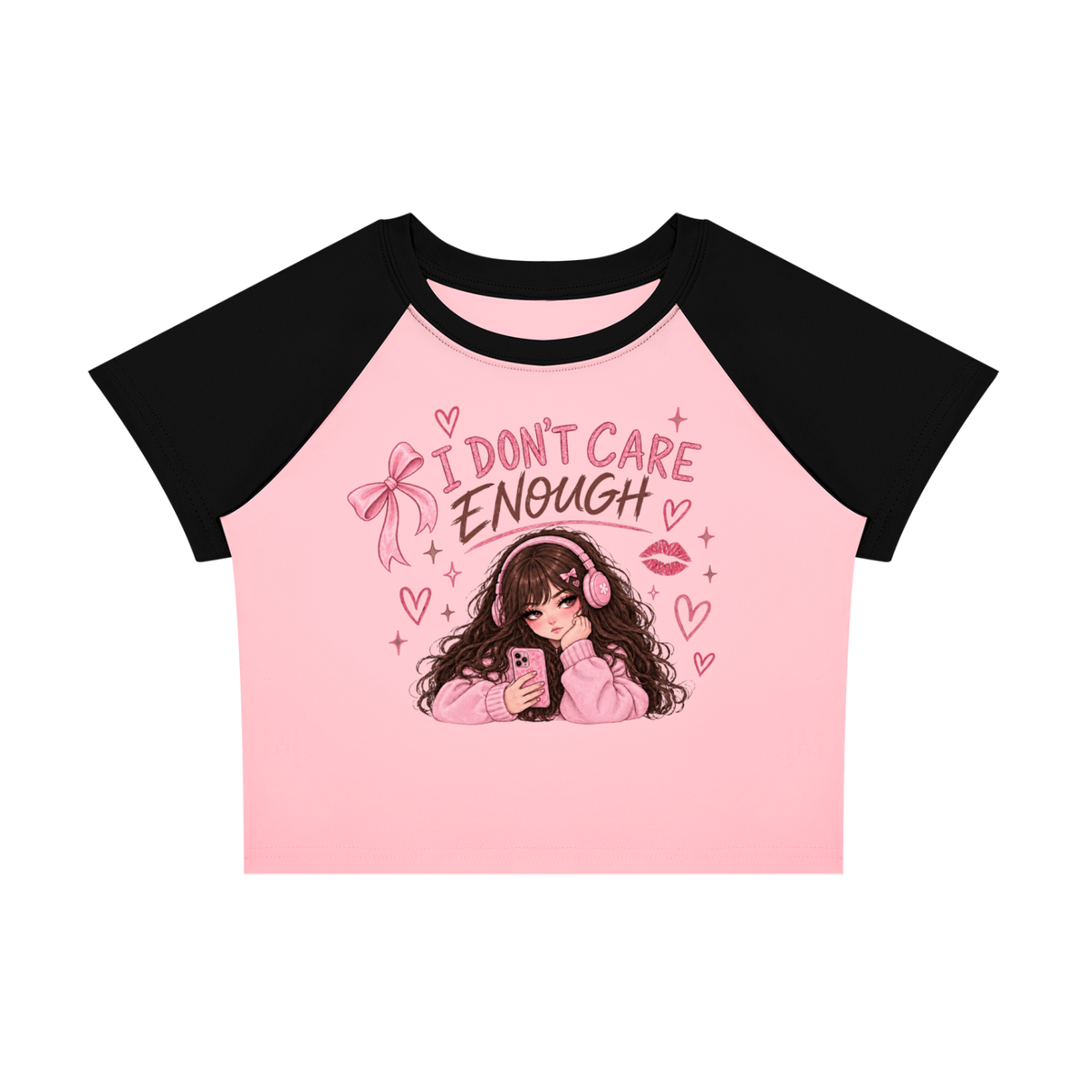 I Don't Care Enough Baby Tee — Design 2