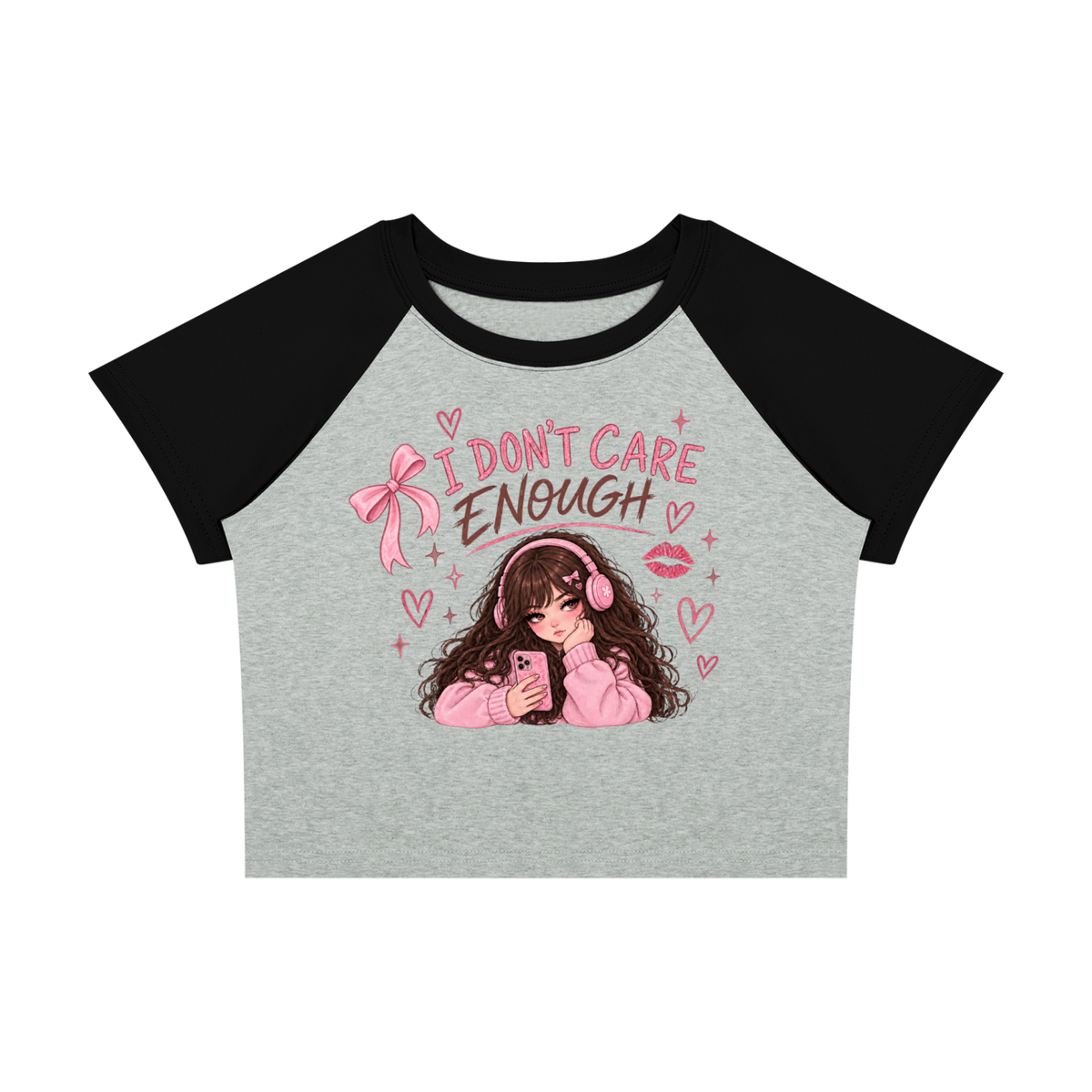 I Don't Care Enough Baby Tee — Design 2