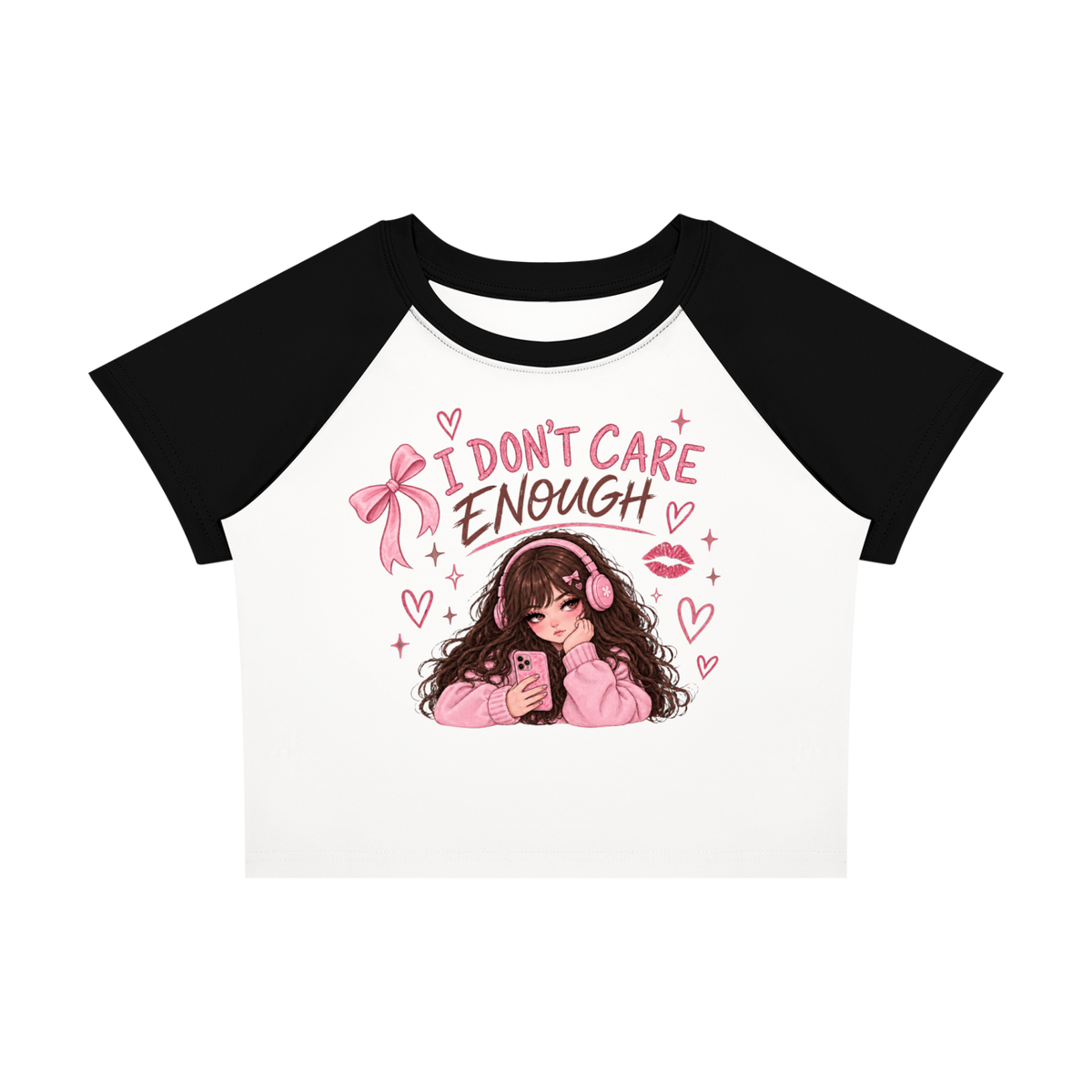 I Don't Care Enough Baby Tee — Design 2