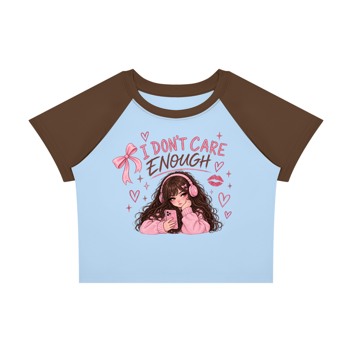 I Don't Care Enough Baby Tee — Design 2