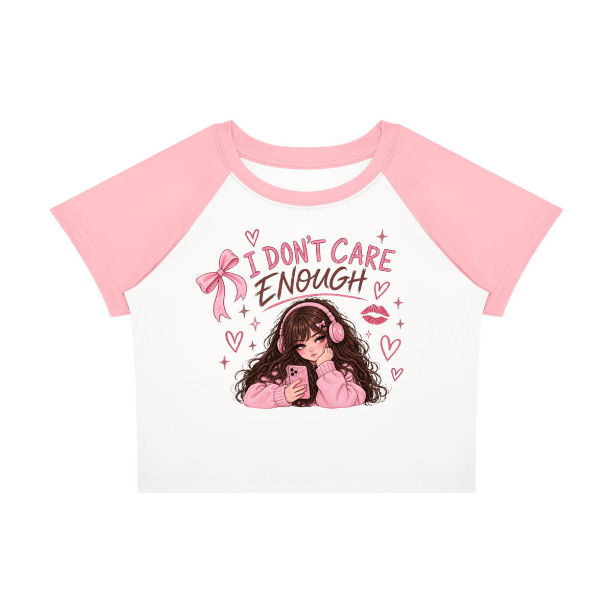 I Don't Care Enough Baby Tee — Design 2